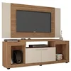 Image de Caemmum Meuble TV Mural 55 Pouces Chêne et Ecru 7 Niches