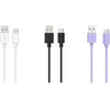 Image de Câble USB C ESSENTIELB pack 3 câbles USB 1M Blanc/Noir/Mauve