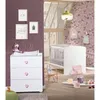 Image de Commode à langer - Babyprice - Basic - 3 tiroirs - En bois - Boutons coeur rose