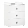 Image de Commode à langer - Babyprice - Basic - 3 tiroirs - Blanche - Boutons étoiles grises