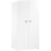 Image de Armoire bébé Basic - MDF - Blanc - 2 portes - Bouton coeur rose - 85 x 175 x 56 cm - BABY PRICE