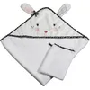 Image de Sortie de Bain Lapin 75x75cm et Gant en Coton Blanc