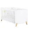 Image de Lit évolutif - 140x70cm - Babyprice Joy Naturel - Blanc sur pieds en bois naturel