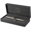 Image de Parker Sonnet stylo bille luxe | acier inoxydable avec attributs or | pointe moyenne | Fourniture scolaire | encre noir | coffret cadeau