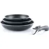 Image de Set de 3 poêles - ARTHUR MARTIN - AM130 - noir - Tous feux dont induction - 20/24/28 cm + 1 poignée - Aluminium