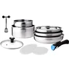 Image de Arthur Martin AM0025 Batterie de cuisine amovible 10 pièces Acier Inoxydable Casserole avec bec verseur Poignée amovible tous feux dont induction
