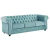 Image de Vente-unique - Canapé 3 Places Chesterfield - Velours Bleu Pastel