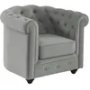 Image de Vente-unique - Fauteuil Chesterfield - Velours Gris Clair