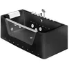 Image de Vente-unique - Baignoire balnéo vitrée semi îlot à leds - 170 x 85 x 58 cm - Noir brillant - 1 place - 260 L - DYONA