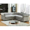 Image de Vente-unique - Canapé d'angle en Velours Chesterfield - Gris Clair