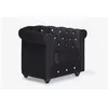 Image de Vente-unique - Fauteuil Chesterfield - Velours Noir et Boutons Effet Cristal