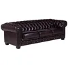 Image de Vente-unique - Canapé Chesterfield 4 Places Brenton 100% Cuir de Buffle - Marron Reflets châtains