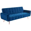 Image de Vente-unique - Canapé 3 Places Convertible clic-clac en Velours POLANI - Bleu Roi