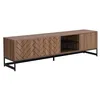 Image de Vente-unique - Meuble TV avec 3 Portes et 2 niches - MDF - Naturel et Noir - CARATANA