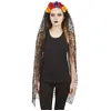 Image de P'TIT CLOWN - 16108 - Serre-Tête Halloween Femme - Voile avec Fleurs - Day of the Dead - Jour des Morts