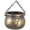 Image de P'TIT Clown - 23016 - Chaudron de Sorcière Halloween - Doré avec Chaine - Witch Cauldron - Pot à Bonbons - Décoration et Accessoire Réaliste - Plastique - Hauteur 23 cm