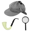 Image de P'tit Clown - 66678 - Set de Détective, Inspecteur, Sherlock Holmes - Accessoires de Déguisement - Casquette, Pipe, Loupe - pour Carnaval, Fêtes à Thèmes, Nouvel an, Anniversaire, Soirées Costumées