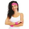 Image de P'tit Clown - Set Bandeau et Poignets Éponge - Adulte - Accessoire Déguisement Fluo - Pour Compléter Costume Carnaval, Fête Costumée, Thème Rétro, Danse Années 80 (Rose fluo)