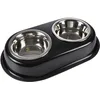 Image de Love Story, Bol Double INOX Support Métal Antidérapant 2 x 350Ml 2 x D13,5/9 cm Noir Brillant