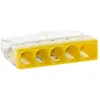 Image de Wago, Mini Borne S2273 avec 5 Entrées, Conducteurs Rigides 0.5-2.5mm², Connexion Push-In, Tension 450V, Courant 24A, Température Jusqu'à 105°C, Boîtier Transparent, Garantie 2 Ans, Norme CE