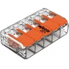 Image de Wago, Borne à Levier Série 221, Sachet de 5, 5 Entrées, Compatible Fils Rigides, Semi-Rigides et Souples 0,14-4 mm², Tension 450V, Courant 32A, Longueur Dénudage 11mm, Installation Rapide et Sécurisée