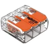 Image de Wago, Borne à Levier 3 Entrées Série 221, Boîte de 50, Compatible Fils Rigides, Semi-Rigides et Souples 0,14-4 mm², Tension 450V, Courant 32A, Longueur Dénudage 11mm, Installation Rapide et Sécurisée