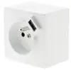 Image de Prise en saillie 2P+T avec chargeur USB blanc
