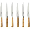 Image de SABATIER TROMPETTE - Set 6 couteaux steak - Essentiel - Acier MoV (Molybdène Vanadium) finition satinée manche bois de pakka - 22 cm (Lame 11.5 cm) - Bois naturel