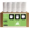 Image de Exacompta - Réf. 7680120V - Carton de 50 bobines pour tickets de caisse - largeur 76 mm x diamètre 80 mm - mandrin 12 mm - 1 pli offset extra-blanc 60g/m² - Métrage (+ ou - 2m) : 54 m