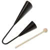 Image de Fuzeau - Cloche Brésilienne Noire Métal Sonore - Agogo avec 2 Sons Métalliques Distincts - Percussion Exotique et Rythmique - Fournie avec Batte Bois Vernis - Instrument Musique Solide - Réf. 8296