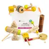 Image de FUZEAU - 70963 - Malle 10 instruments en bois - Sonorités naturelles - Formes et couleurs variées - Mini percussions - Seul ou en groupe