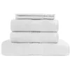 Image de Sensei Maison - Ensemble de Bain 5 pièces - (1 Drap de Bain + 2 Serviettes de Toilette + 2 Gants) - Eponge Unie - 100% Coton - 550gr/m² - Luxury - Blanc