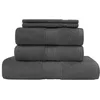 Image de Sensei Maison - Ensemble de Bain 5 pièces - (1 Drap de Bain + 2 Serviettes de Toilette + 2 Gants) - Eponge Unie - 100% Coton - 550gr/m² - Luxury - Anthracite
