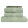 Image de Sensei Maison - Ensemble de Bain 5 pièces - (1 Drap de Bain + 2 Serviettes de Toilette + 2 Gants) - Eponge Unie - 100% Coton - 550gr/m² - Luxury - Sauge