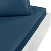 Image de Sensei Maison - Drap Housse en Percale de Coton Bonnet 30 cm Soft Percale - 90x190 cm - Indigo