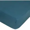 Image de Atmosphera - Drap housse Linah en lin lavé bonnet 30 cm bleu canard 140x190 cm