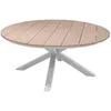 Image de Hespéride - Table de Jardin Ronde Oriengo Blanc - 8 Places - Aluminium Antirouille Acacia - Mobilier d'Extérieur pour Terrasse Balcon Patio