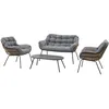 Image de Hespéride - Salon de Jardin Paopao Graphite, Gris 4 Places Anti-Rouille Coussins Confortables 2 Fauteuils 1 Canapé 1 Table Basse pour Terasse, Balcon