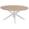Image de Hespéride - Table de Jardin Ronde Oriengo Blanc - 4 Places - Aluminium Antirouille Acacia - Mobilier d'Extérieur pour Terrasse Balcon Patio