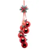 Image de Grappe de 6 Boules de Noël Rouge à Suspendre avec déco Houx H 70 cm - Feeric Christmas