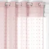Image de Voilage à oeillets Rose Motif Petits Pompons 140 x 240 cm - Atmosphera
