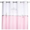 Image de Rideau satiné princesse rose et blanc avec noeud brodé - 126994A