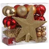 Image de Lot déco Noël - Kit 44 pièces pour décoration Sapin : Guirlandes, Boules et Cimier - Plastique, Thème Couleur : Or et Rouge