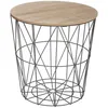 Image de Atmosphera - Table d'Appoint Panier Kumi - Noire et Effet Bois, D. 40 x H 41 cm, Rangement Intégré - pour Salon, Chambre, Bout de Canapé