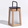 Image de Les Jardins Lanterne solaire LED Tecka portable, teck 25 cm