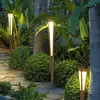 Image de Les Jardins Torche solaire à LED Tecka avec capteur, 120 cm, teck