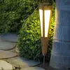 Image de Les Jardins Torche solaire LED Tecka avec capteur, 52 cm, teck