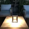 Image de Les Jardins Lampe solaire LED à poser Teckalu, noir/bois clair
