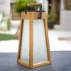 Image de Les Jardins Lanterne solaire LED Tecka, teck naturel, 39 cm
