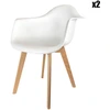 Image de Home Deco Factory - 2 Fauteuils Scandinave blancs - 62.8x59.8x85.3 cm OS